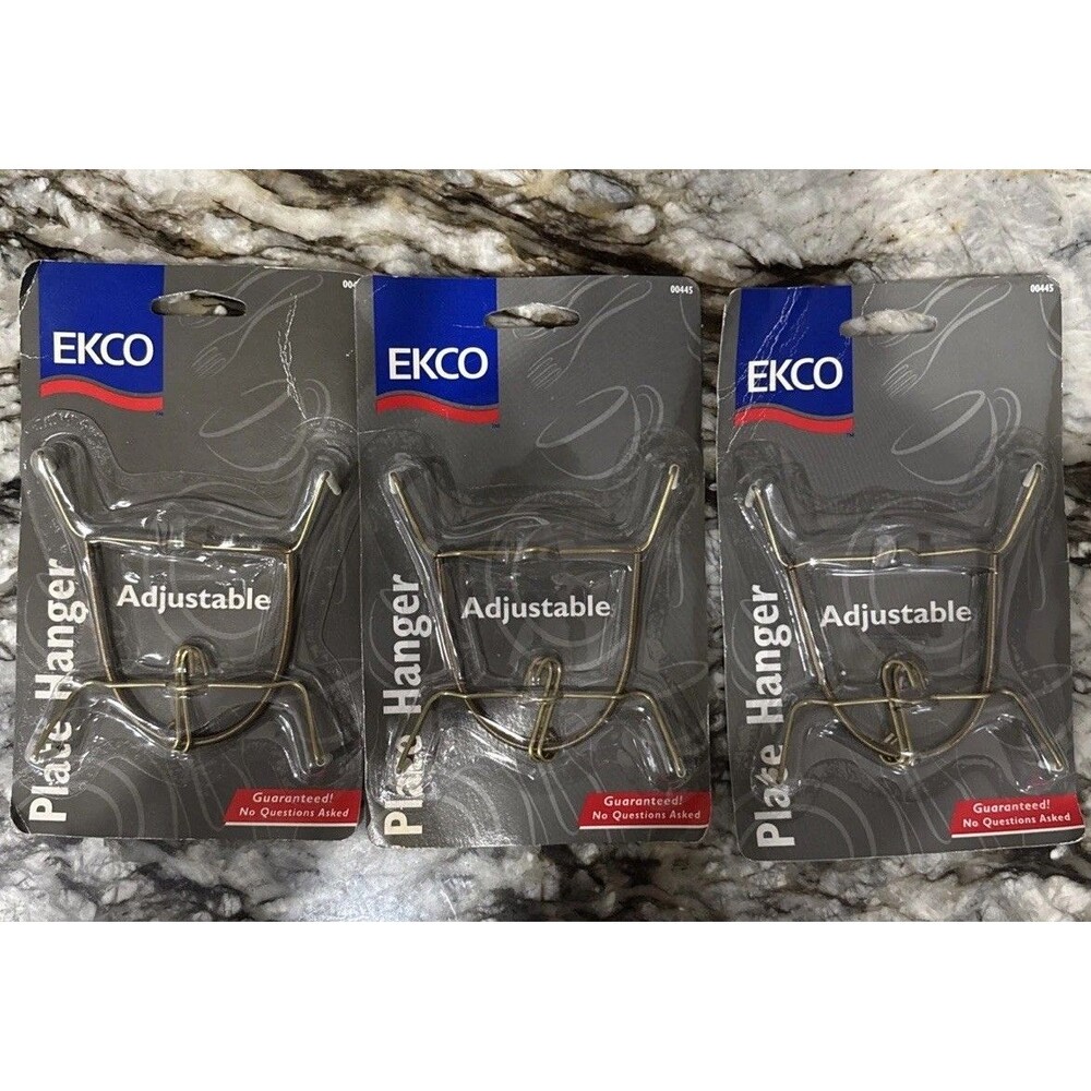 Vintage Lot of 3 EKCO Solid Brass Plate Hanger NOS Adjustable To 11” Sealed